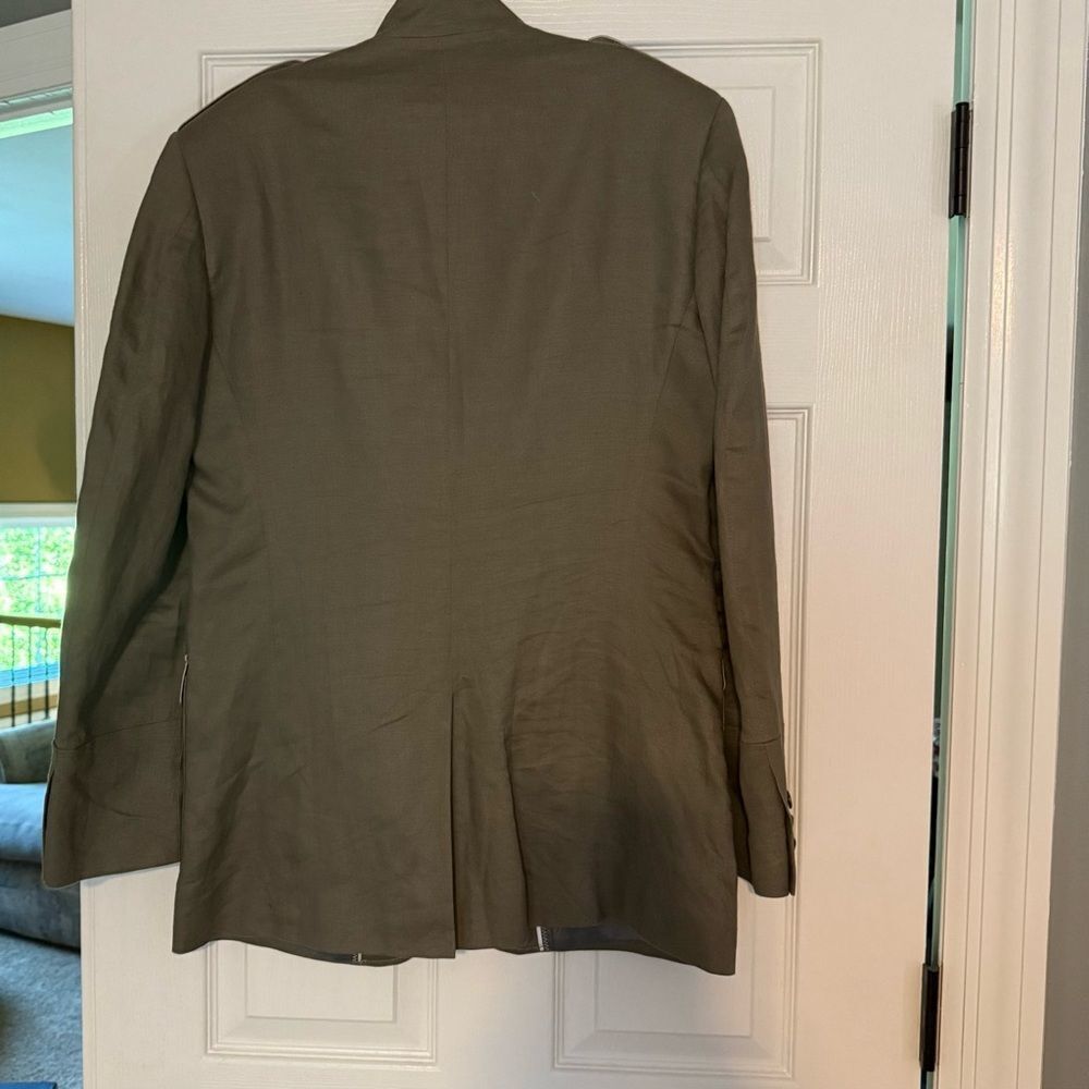 Men's Olive Green Military Safari Utility Jacket - Picture 3 of 13